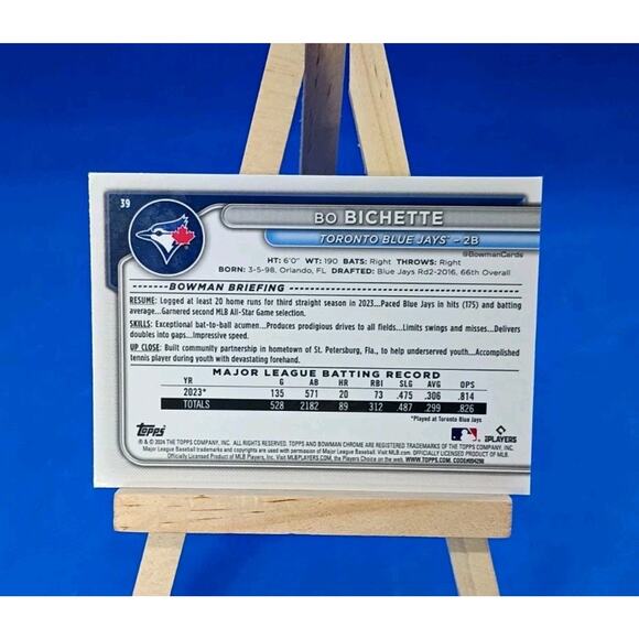 2024 Bowman Chrome - Bo Bichette #39 Mojo Refractor - Picture 5 of 5